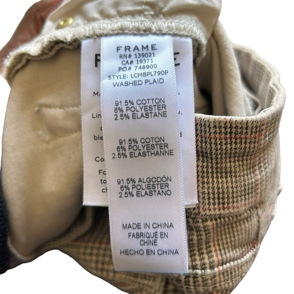 Frame Pants Womens Size 26 Le Crop Mini Boot Glen Plaid Gray - Picture 11 of 15